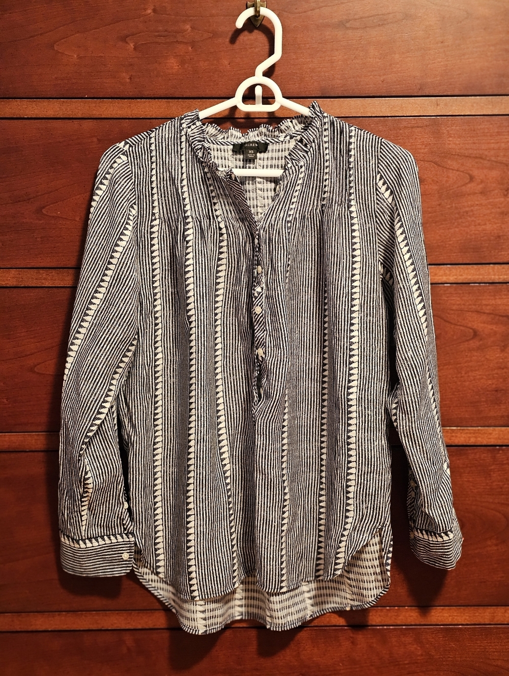 J. Crew Ruffleneck Pin-Tuck Popover Ruffled Shirt